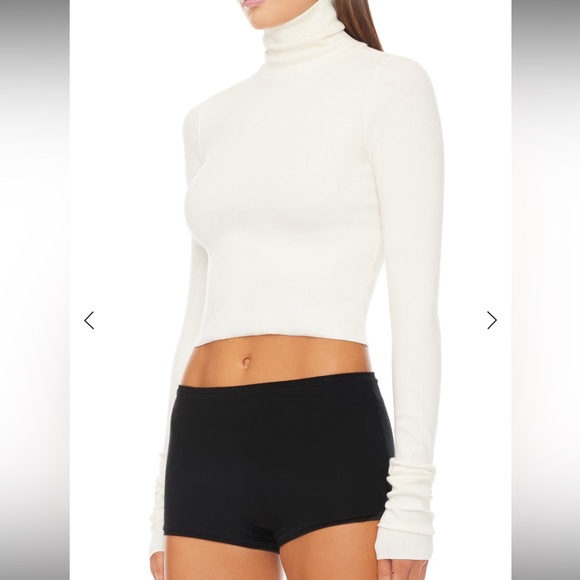 ETERNE Cropped Ribbed Turtleneck Top Sz M - Picture 3 of 11